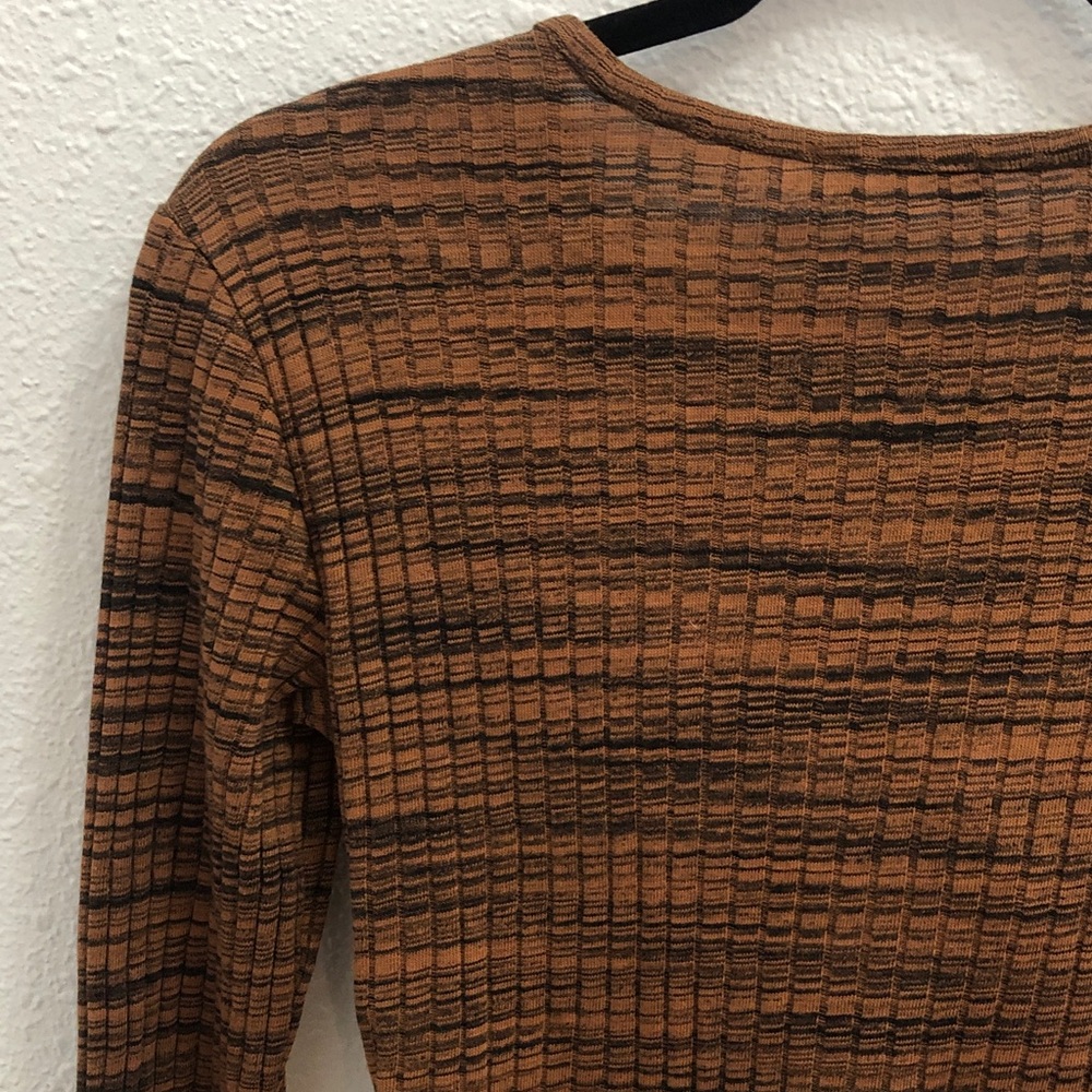 Zara Brown Ribbed Ruched Front Crop Top - Picture 5 of 5